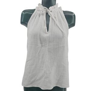 Joie White Gauze Cotton Sleeveless Relaxed Top Size L 3304